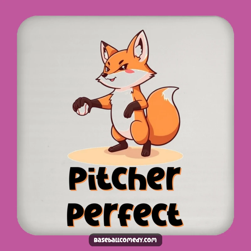 Funny Fox Pitching Coaster: Protect Surfaces with Pitcher Humor Gift