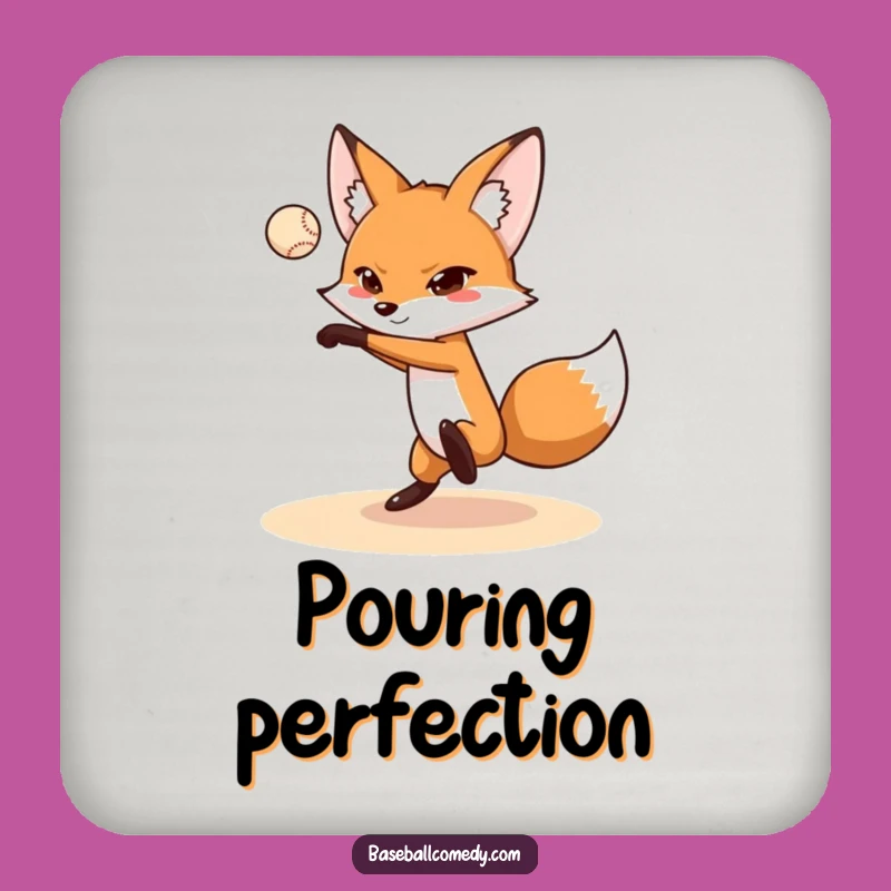 Funny Fox Pitching Coaster Set: Protect Surfaces with Clever Sports Humor