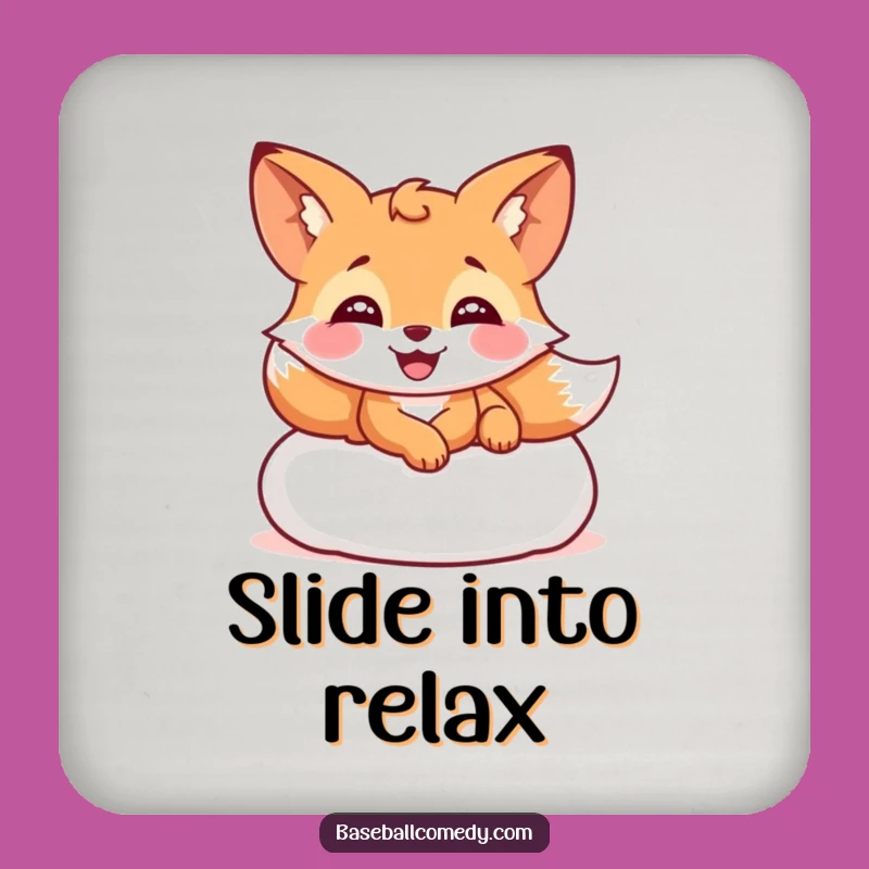Funny Giggling Fox Coaster - Protect Your Surfaces with Baseball Humor