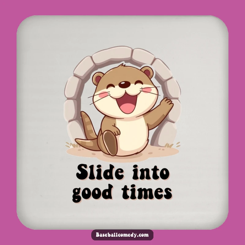 Funny Otter Coaster - Excited Baseball Drink Protector, Fun Gift