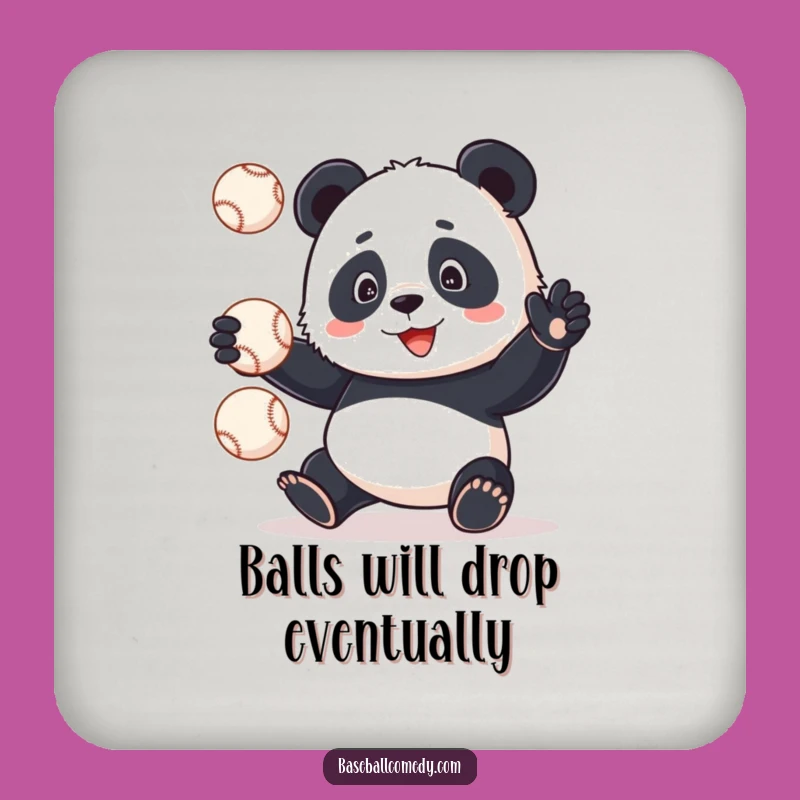 Funny Panda Juggling Baseballs Coaster: Protect Surfaces with Humor!