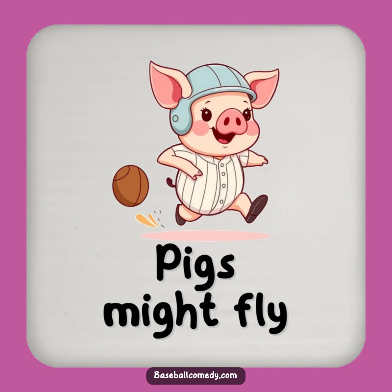 Funny Pig Base Runner Coaster: Hilarious Baseball Swine Drink Protector Gift