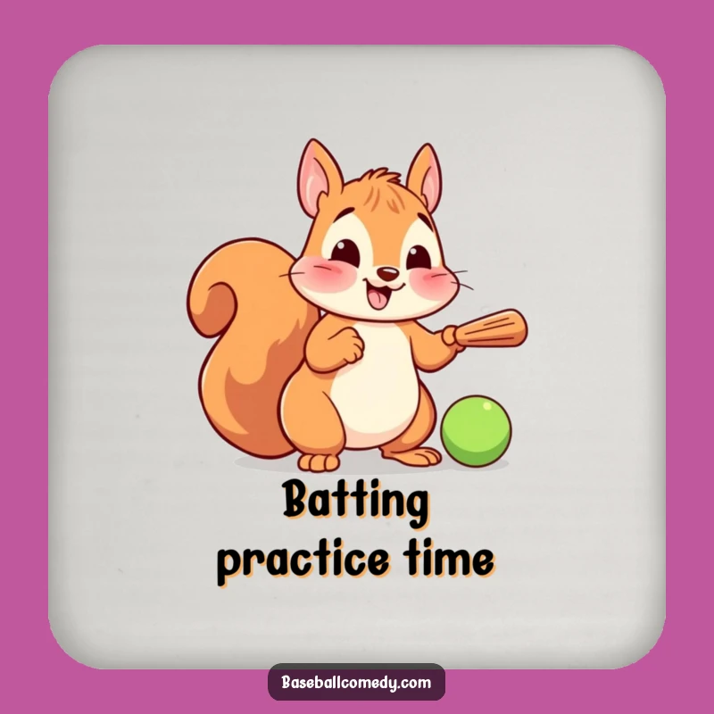 Funny Squirrel Batter Coaster: Cute Cartoon Baseball Drink Protector, Fun Funny Gift!