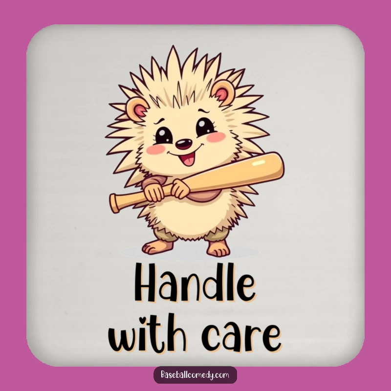Funny Porcupine Baseball Coasters Set - Protect Surfaces with Spunk, Gift Idea
