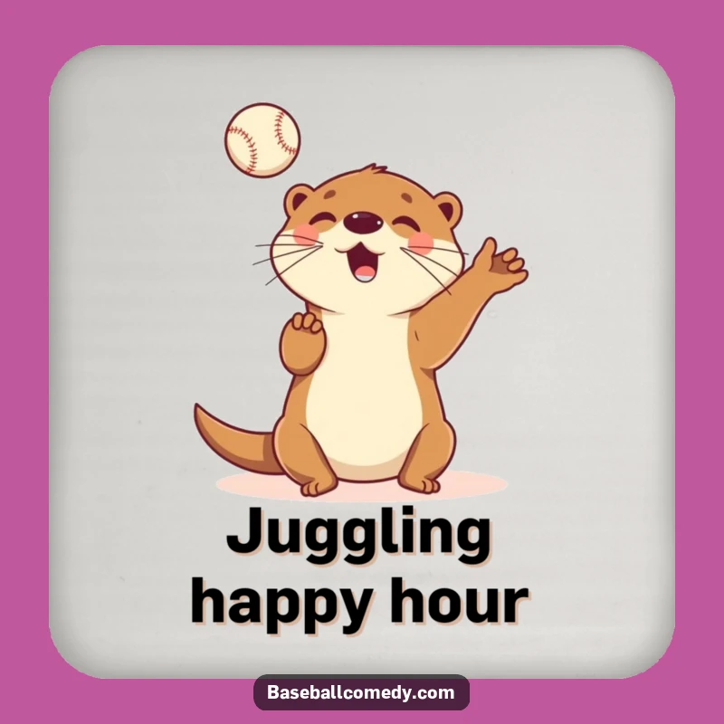 Funny Otter Juggler Coaster: Cute Cartoon Otter Drink Protector, Fun Funny Gift!