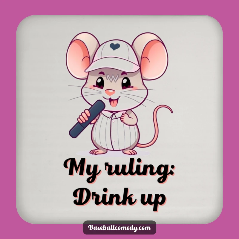Funny Mouse Umpire Coaster - Protect Surfaces with Baseball Authority