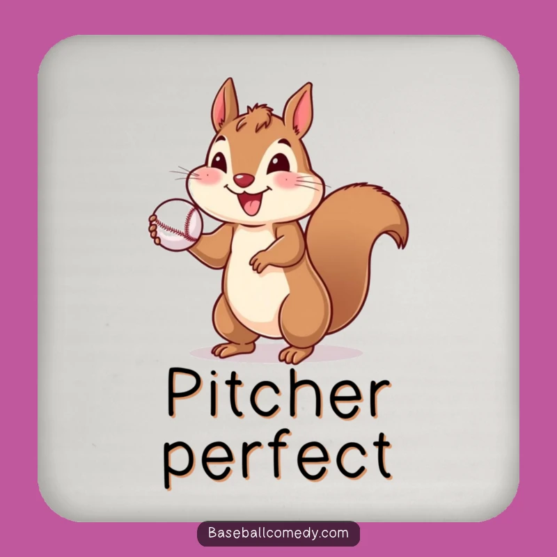 Funny Cheerful Squirrel Coaster - Protect Surfaces with Baseball Playfulness
