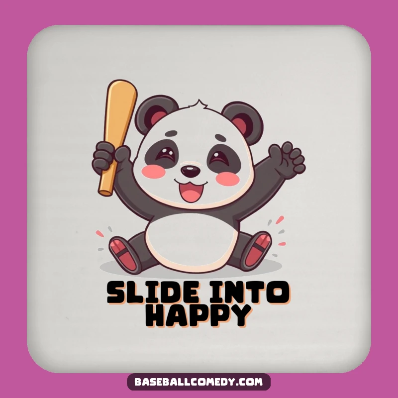 Funny Panda Baseball Coasters Set - Protect Surfaces with Humor, Gift Idea
