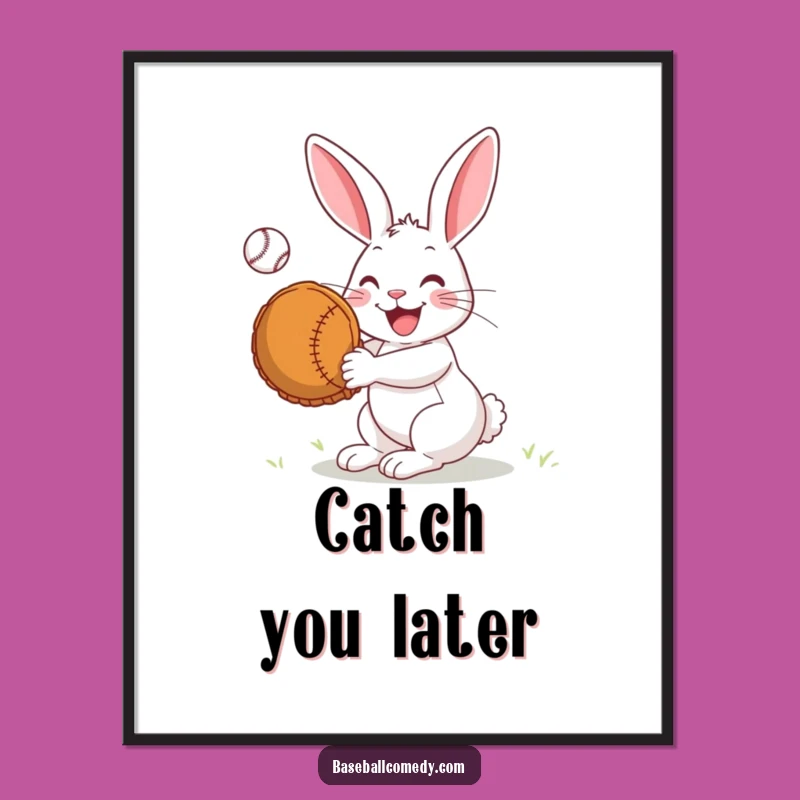 Funny Rabbit Catcher Poster: Adorable Action Art - Hilarious Wall Decor Gift!
