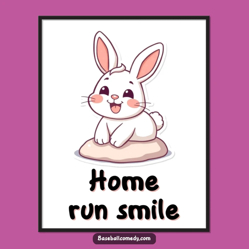 Funny Bunny Baseball Poster: Vibrant Cartoon Art for Home, Perfect Funny Gift!