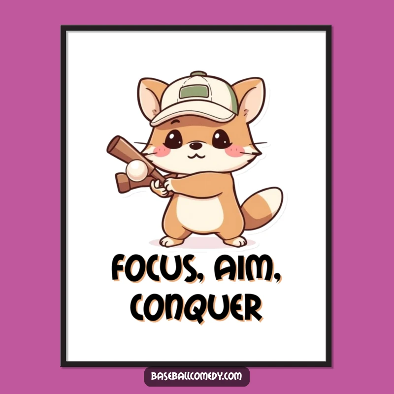 Funny Determined Animal Poster: Decorate with This Focused Batting Art
