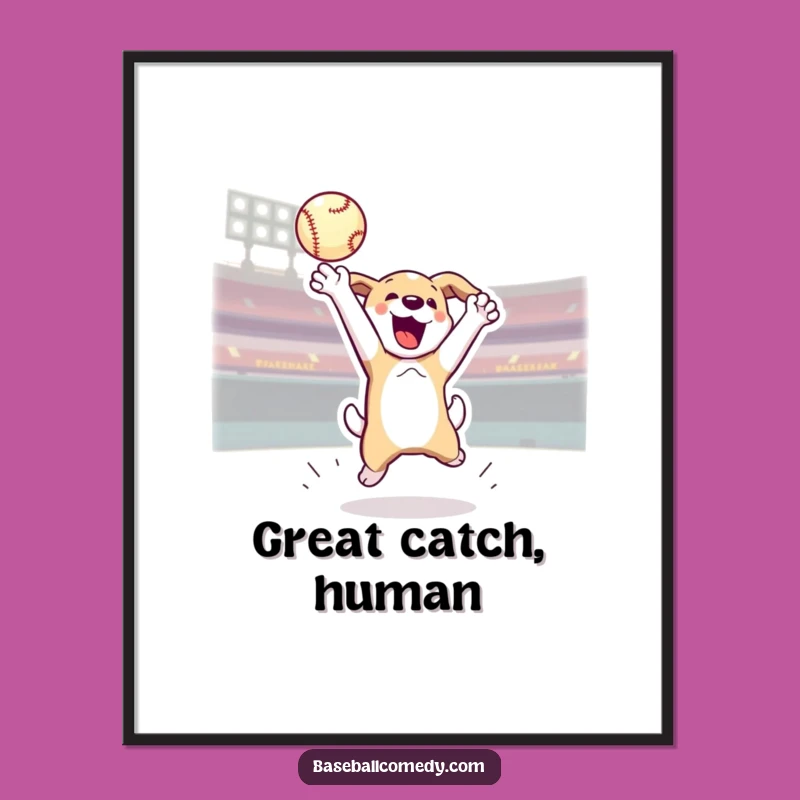Funny Dog Baseball Poster - Dynamic Art, Hilarious Home Decor Gift
