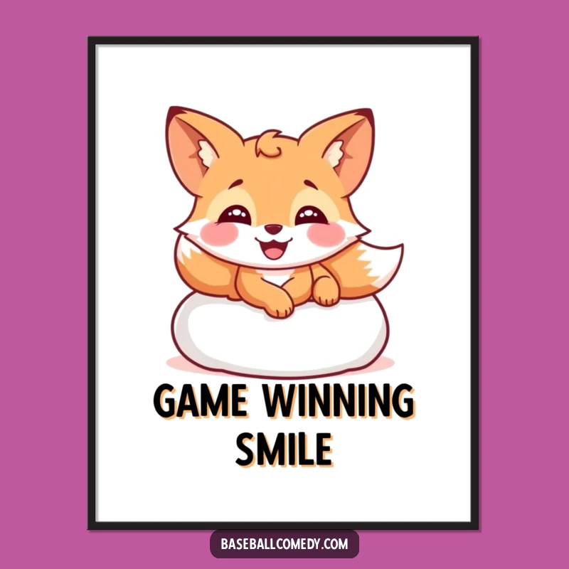 Funny Giggling Fox Poster - Hilarious Baseball Art Print for Wall Decor