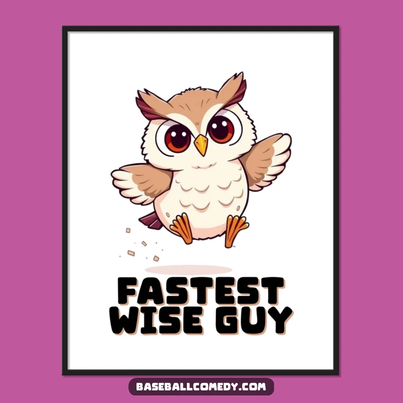 Funny Owl Baseball Poster: Wall Art for Speedy Fans