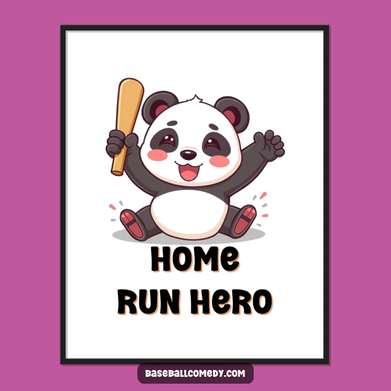 Funny Panda Baseball Poster Print - Vibrant Art, Hilarious Home Decor Gift