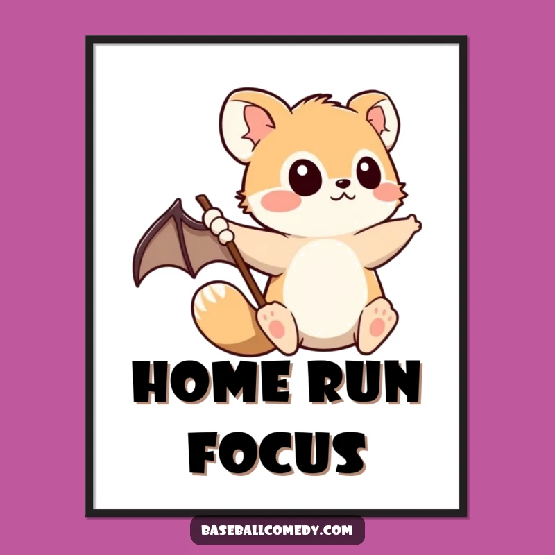 Funny Animal Baseball Poster - Determined Focus for Wall Art