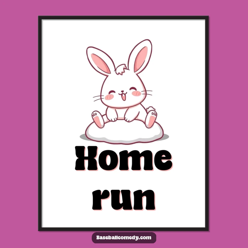 Funny Rabbit Sliding Poster: Hilarious Wall Art for a Comical and Sporty Home