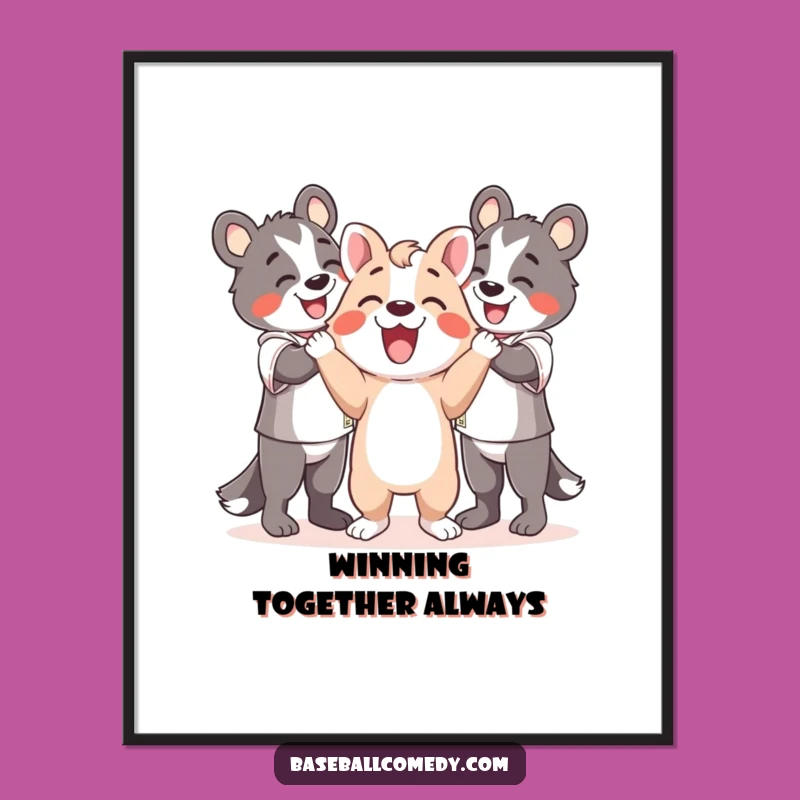 Funny Happy Animal Poster: Decorate with This Team Celebration Art