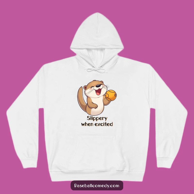 Funny Otter Baseball Hoodie: Enthusiastic Catcher, Cozy Fan Gift