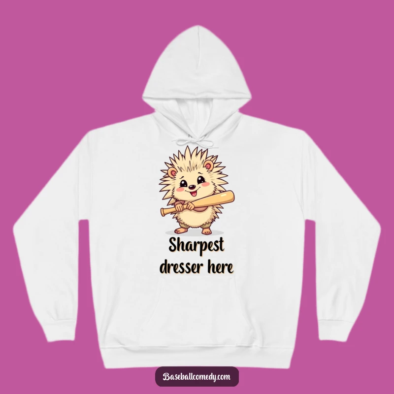 Funny Porcupine Baseball Hoodie - Warm & Witty, Perfect Humorous Gift