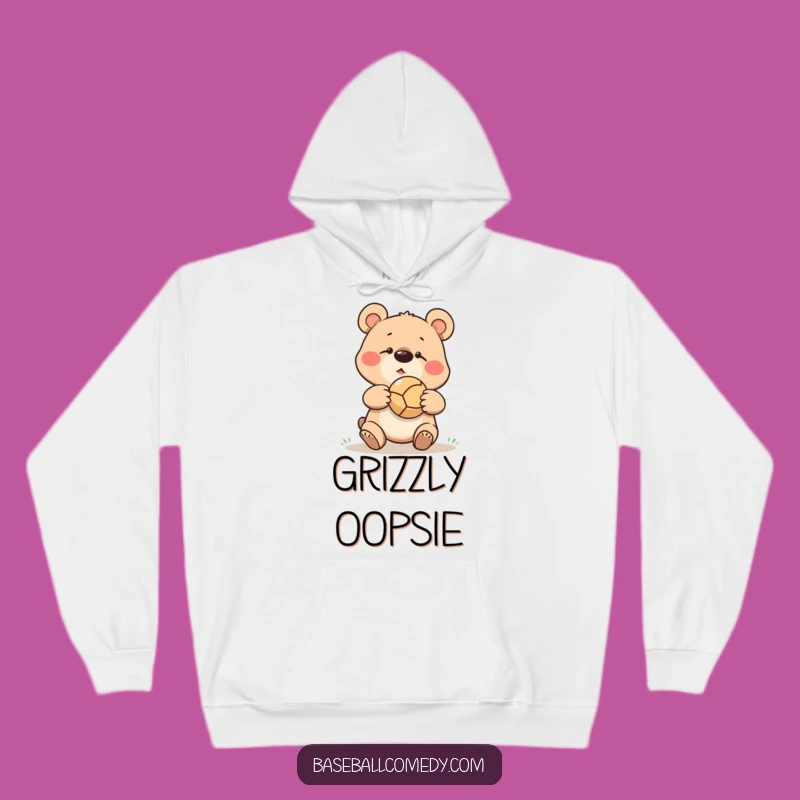 Funny Bear Baseball Hoodie: Cozy Goofy Mishap Sweatshirt