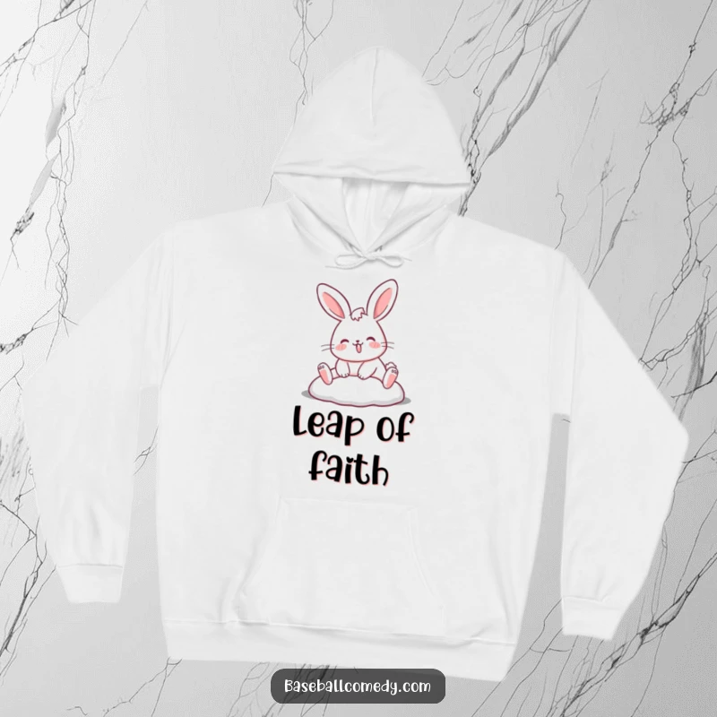 Funny rabbit hoodie featuring a rabbit sliding into a base, offering cozy humor for sports fans and a great funny gift.