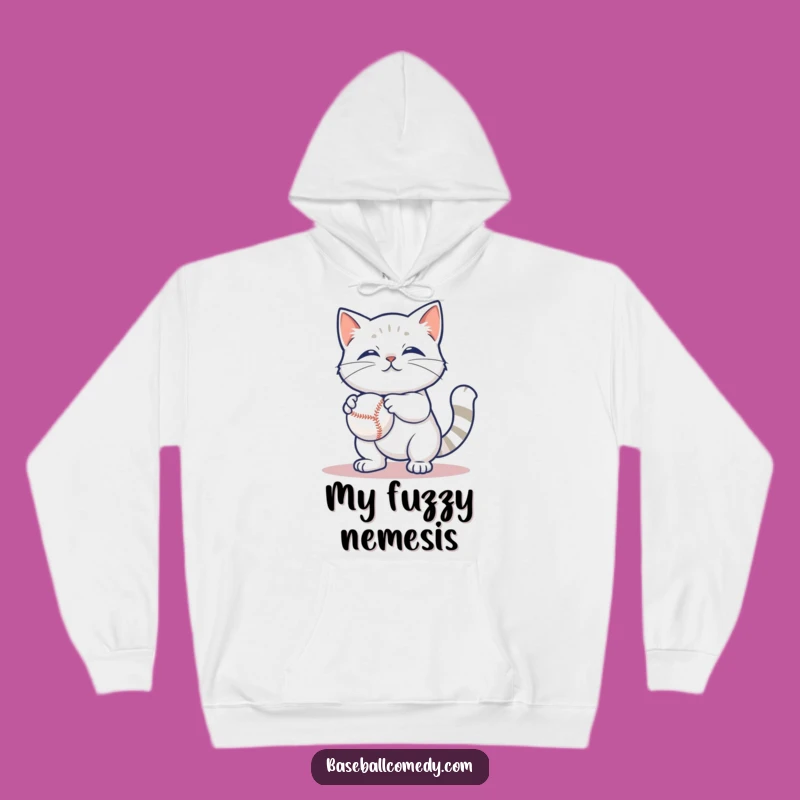 Funny Cat Baseball Hoodie: Cozy Content Feline, Warm Gift for Cat Lovers