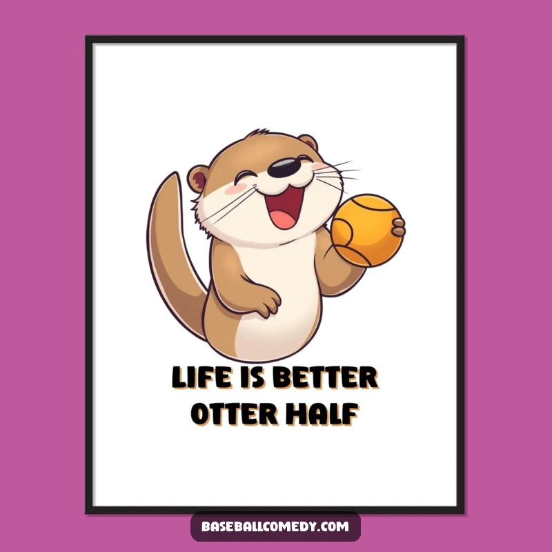 Free Printable Otter Wall Art: Funny Otter Baseball Fan Downloadable Art