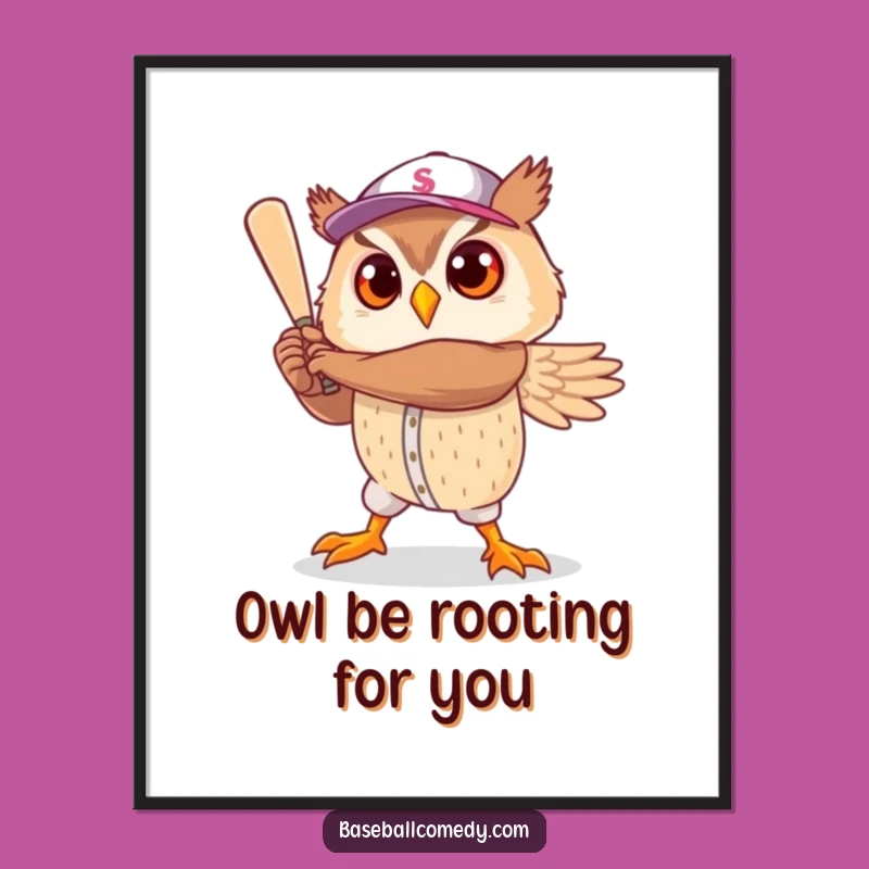 Free Printable Wall Art: Heroic Owl Ballplayer - Humorous Decor Download