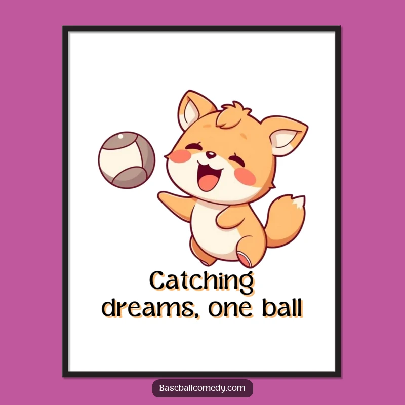 Free Printable Wall Art: Surprised Animal Catches Flying Ball Decor