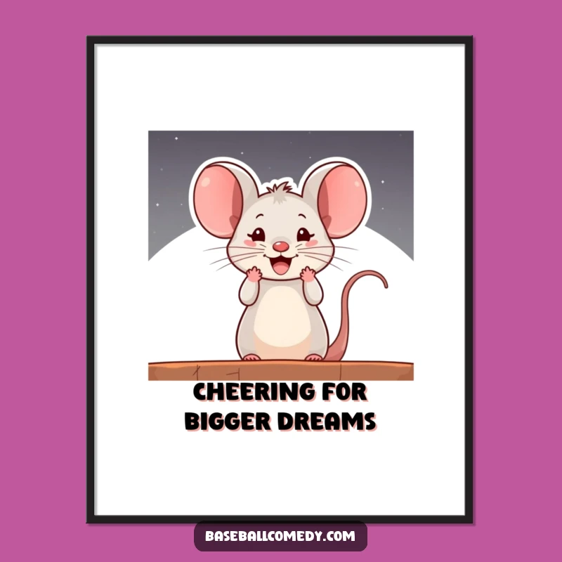 Funny Free Printable Wall Art: Cheering Mouse in Dugout - Downloadable Art!