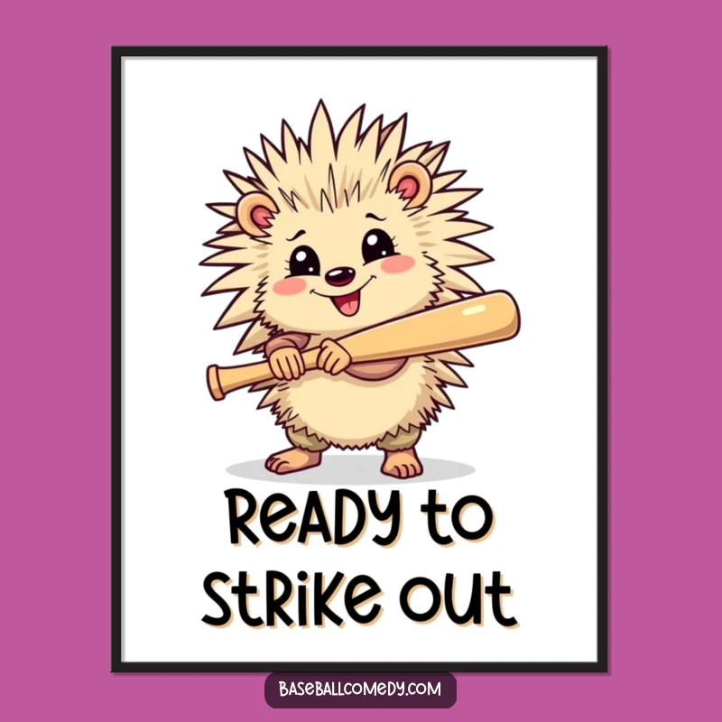 Free Printable Porcupine Baseball Art - Funny Downloadable Decor!