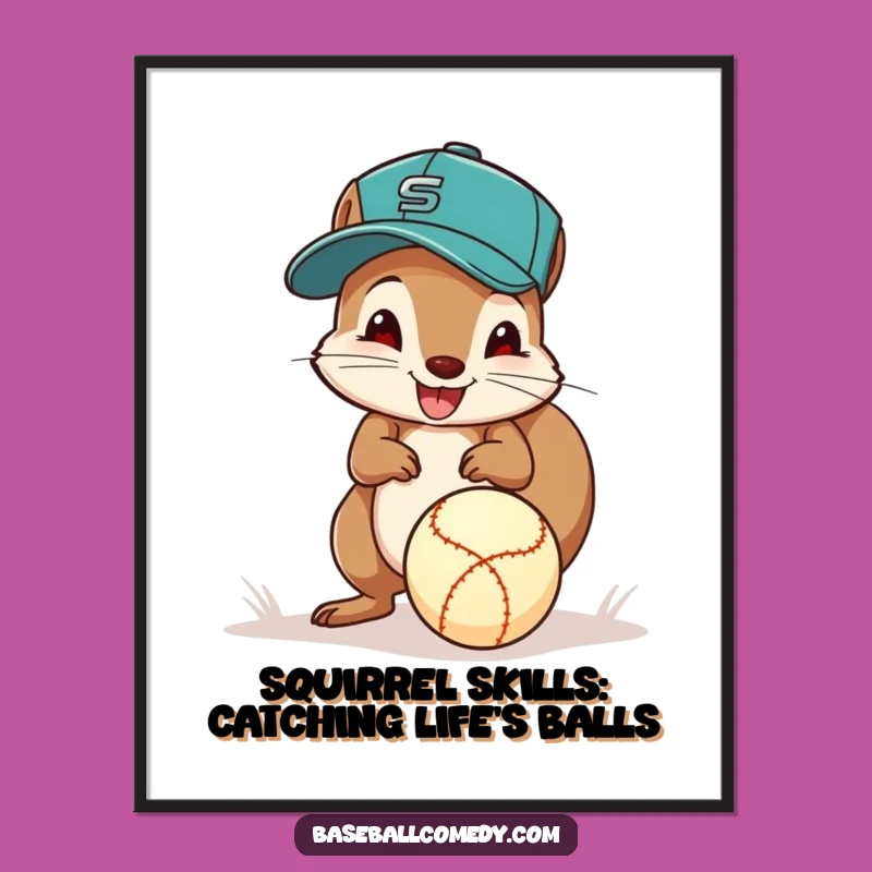 Free Printable Wall Art: Energetic Squirrel Baseball Player Downloadable Art