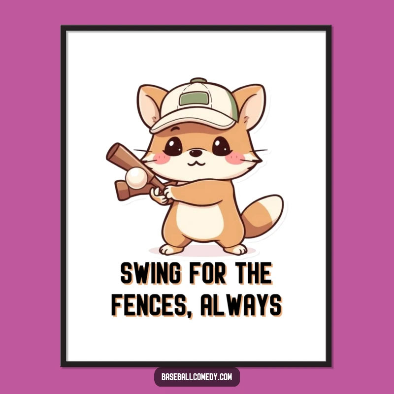 Funny Free Printable Wall Art: Determined Animal Batter, Whimsical Downloadable Decor