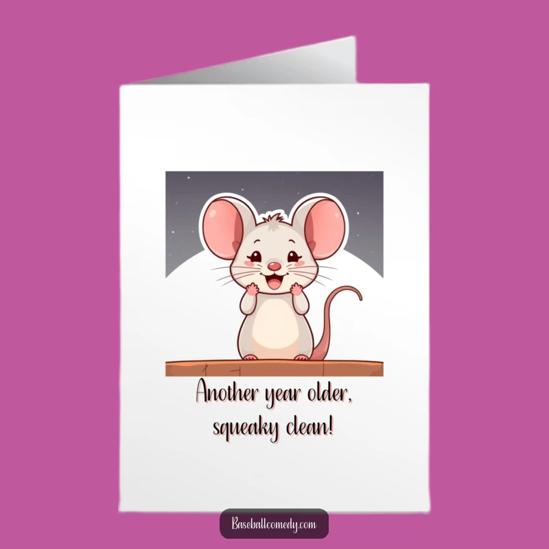 Free Printable Birthday Card: Cheerful Mouse in Dugout - Funny Downloadable Gift!