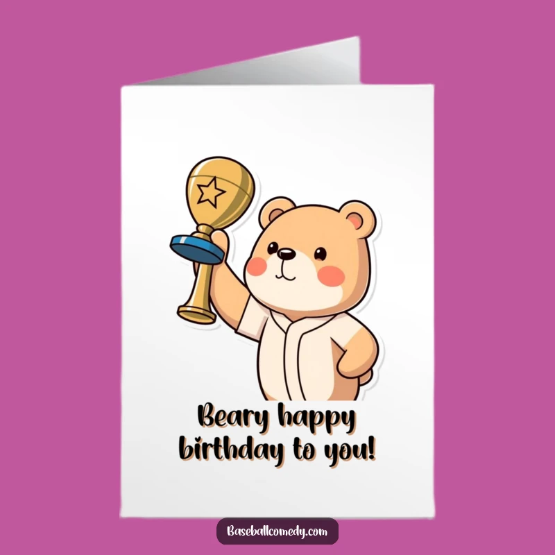 Free Printable Bear Birthday Card: Funny Downloadable Gift for Champions