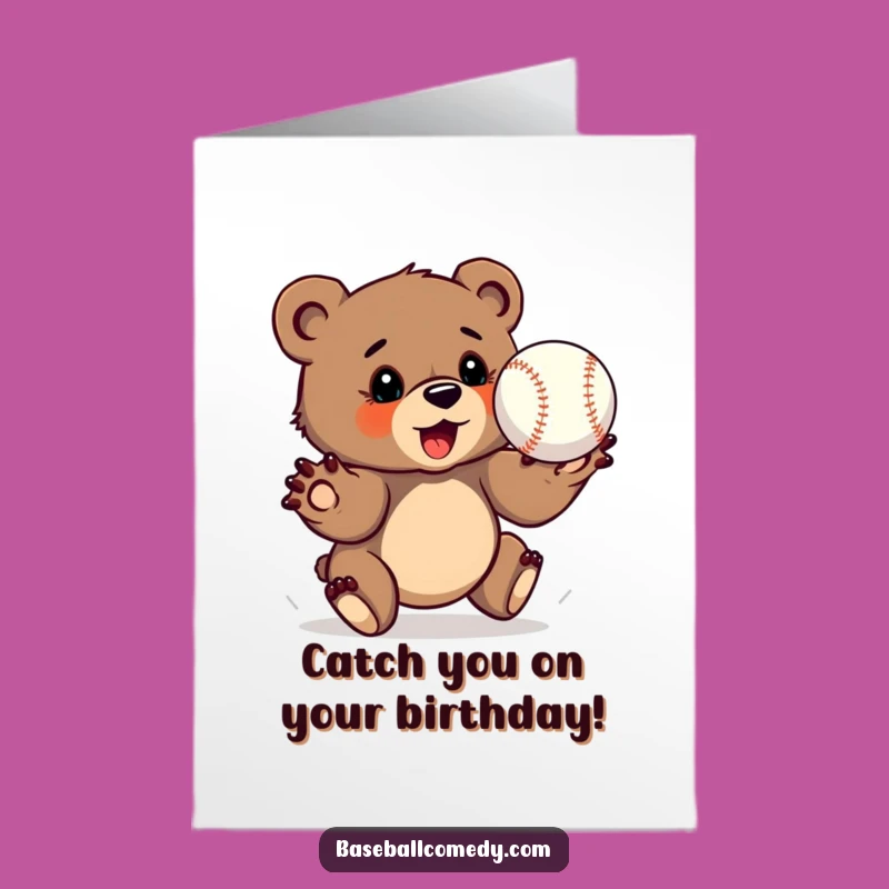 Free Printable Birthday Card: Bear Cub Catcher Snags Birthday Fun Gift