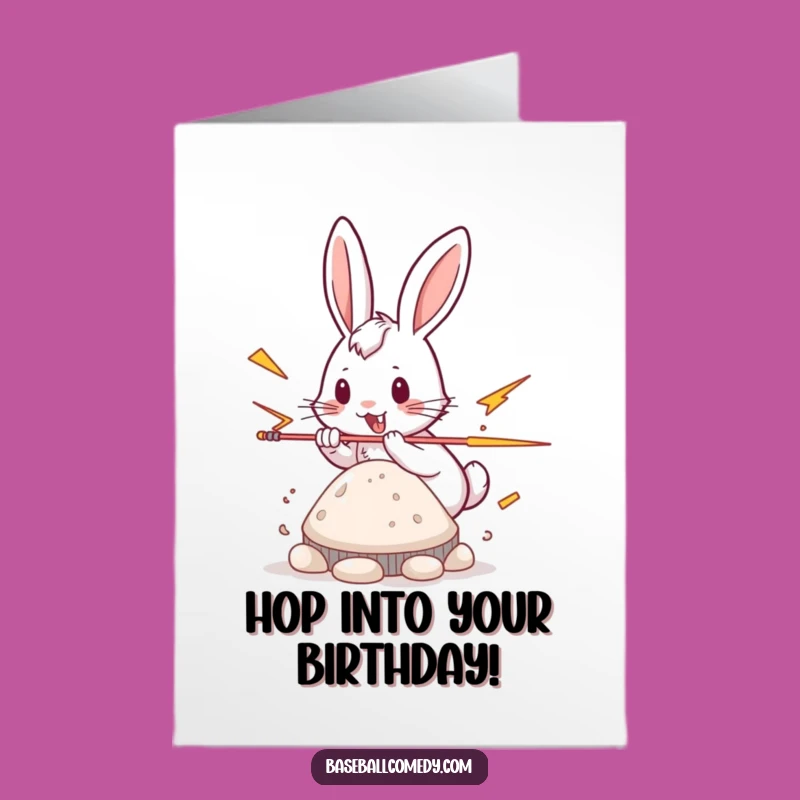 Free Printable Birthday Card: Rabbit Steals Bases for Birthday Fun Gift