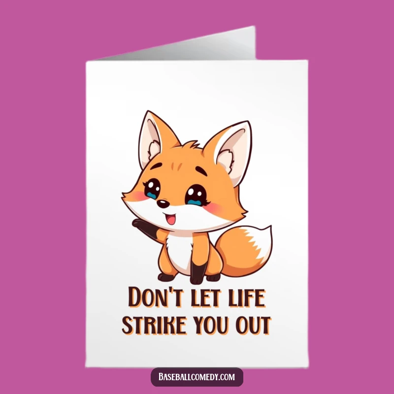 Free Printable Fox Birthday Card: Funny Fox Striking Out Downloadable Gift