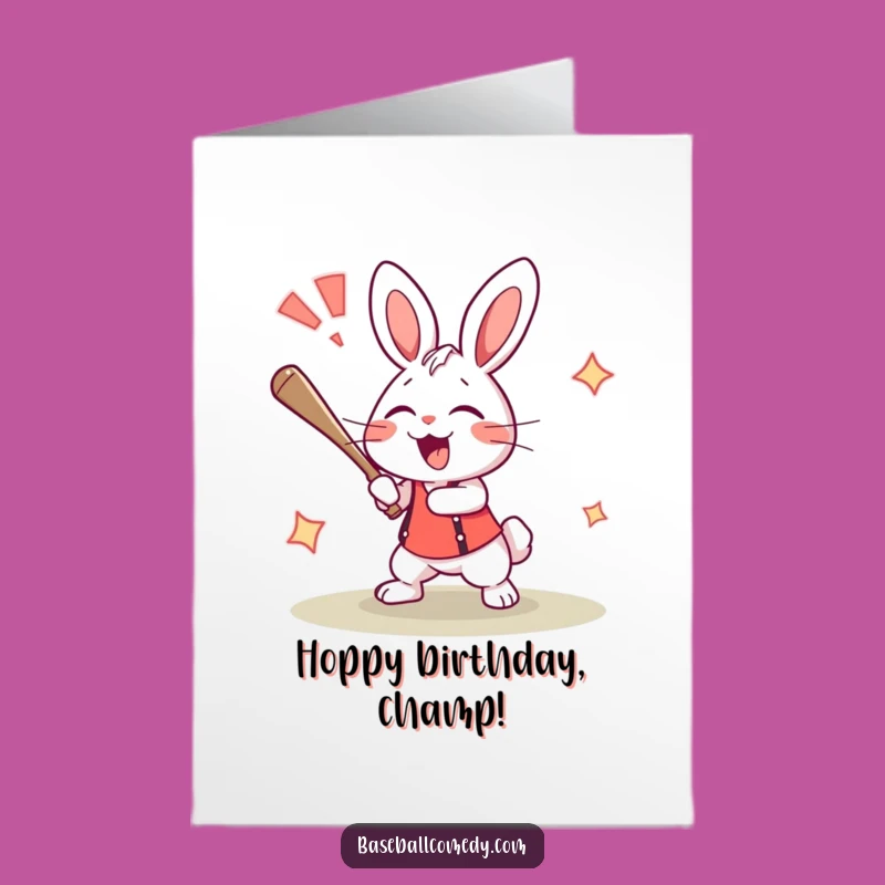 Free Printable Rabbit Birthday Card: Funny Downloadable Gift for Sports Fans