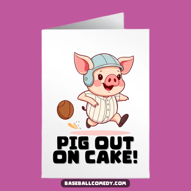 Free Printable Birthday Card: Funny Pig Runner, Hilarious Baseball Humor Downloadable Gift