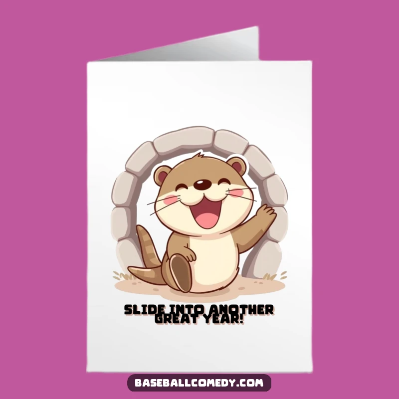 Free Printable Birthday Card: Excited Otter Sliding Home for a Fun Gift