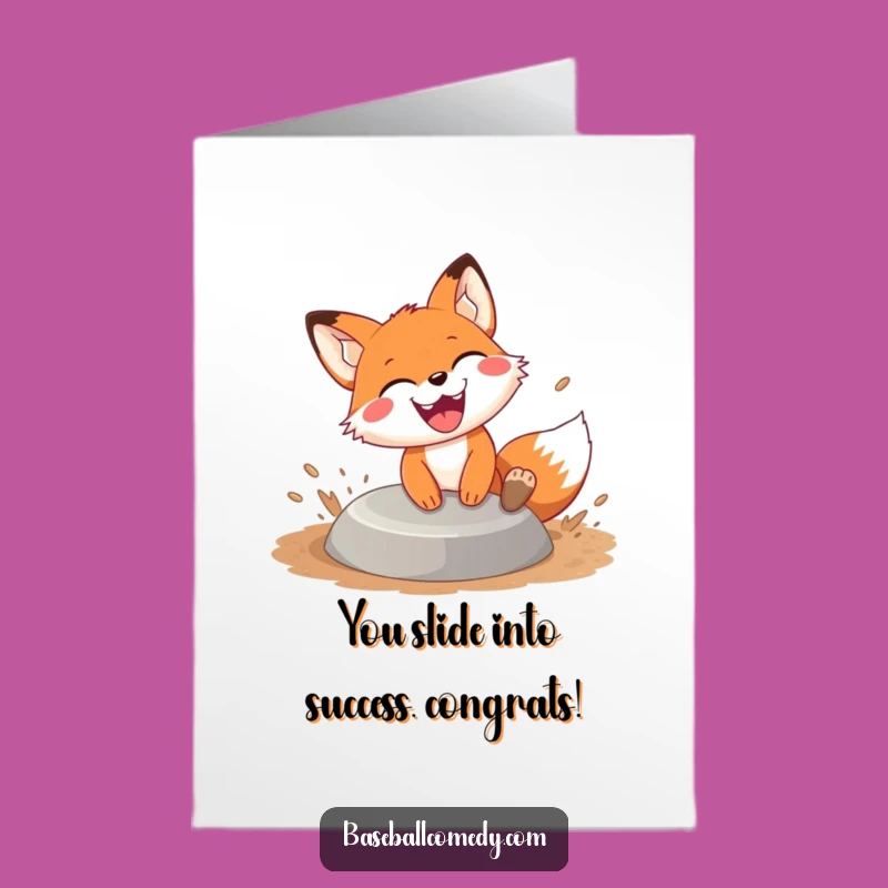 Free Printable Congrats Card: Fox Baseball Star Wins Downloadable Gift