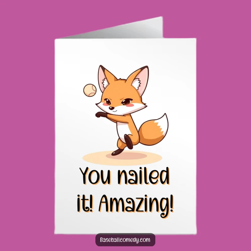 Free Printable Congrats Card: Fox's Perfect Pitch, Winning Down!