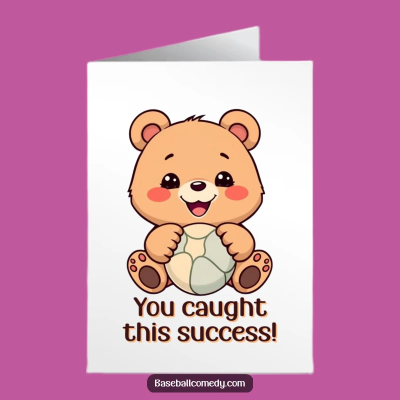 Free Printable Congrats Card: Funny Bear Catcher, Easy Downloadable Celebration Gift