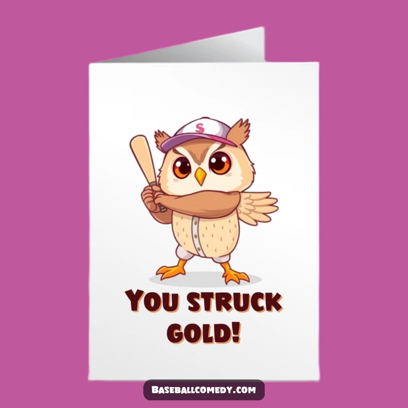 Free Printable Congrats Card: Owl Baseball Hero - Humorous Downloadable