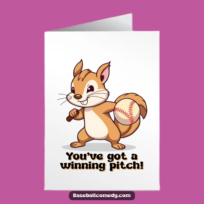 Free Printable Squirrel Congrats Card: Funny Pitching Downloadable Gift