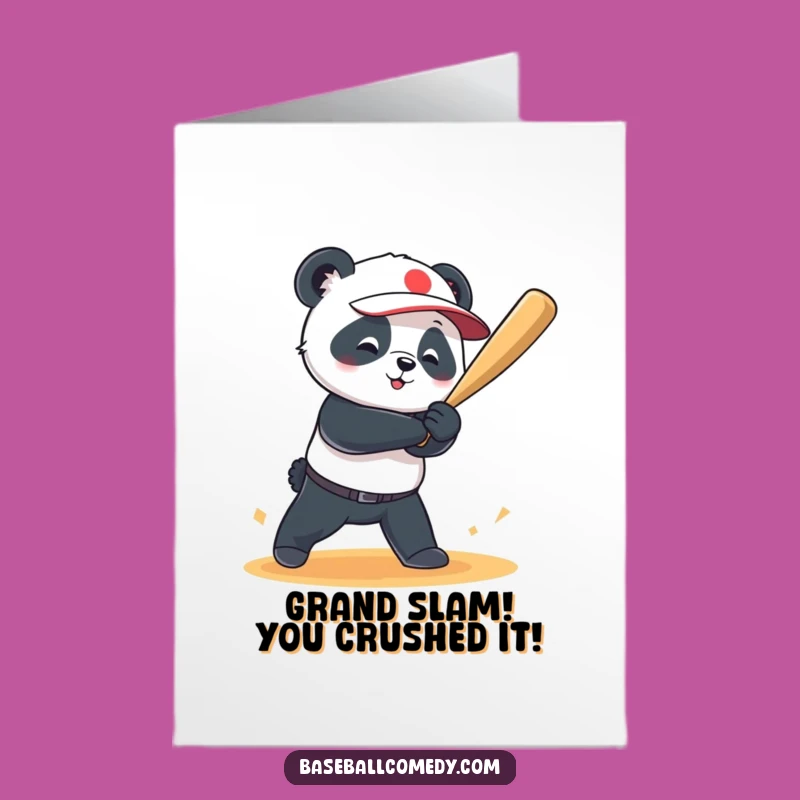 Free Printable Congrats Card: Panda's Grand Slam, Easy Downloadable Celebration