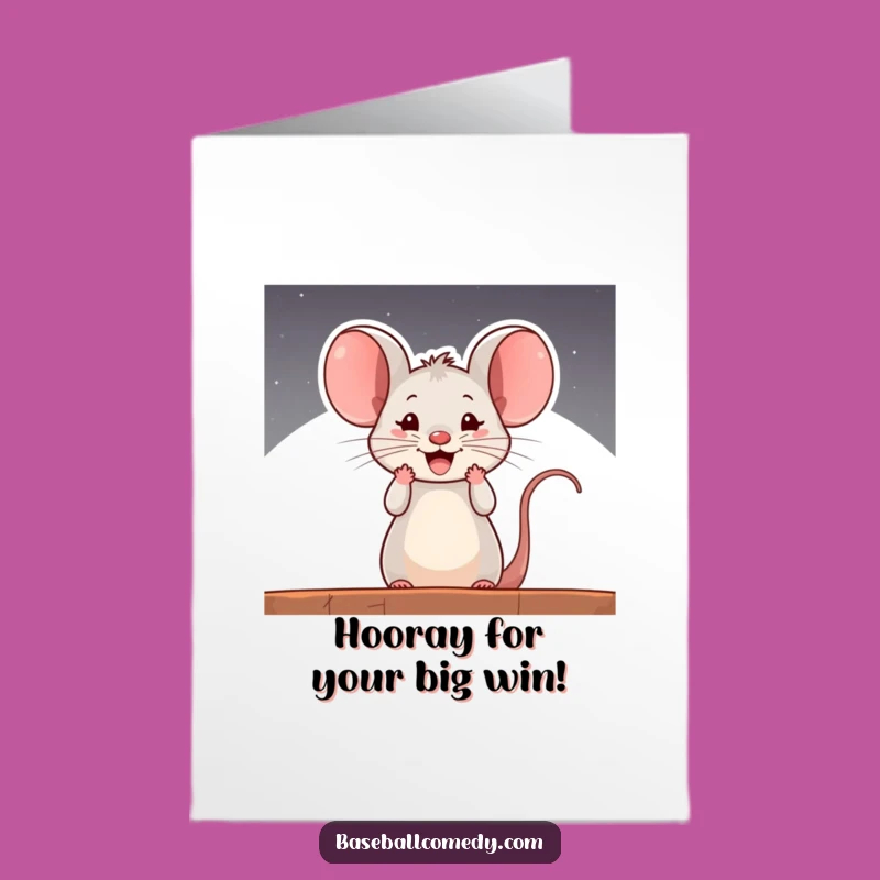 Free Printable Congrats Card: Cheering Mouse - Funny Downloadable Achievement Gift!