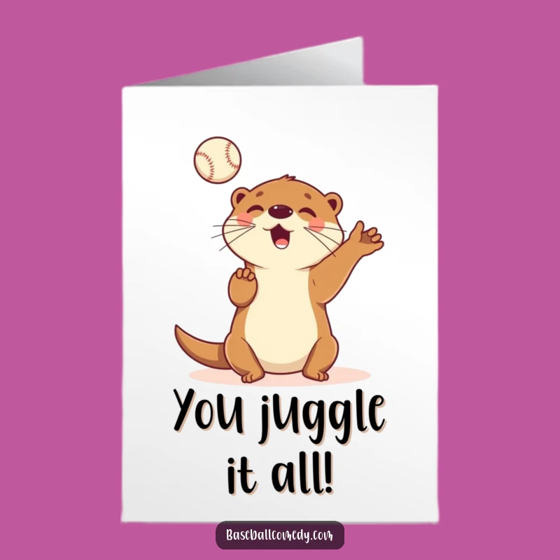 Free Printable Congrats Card: Otter's Juggling Feat - Funny Downloadable Celebration!